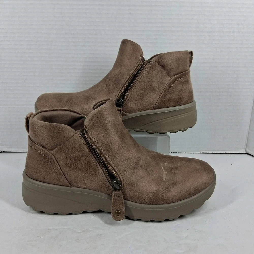 Skechers Relaxed Fit 158952 Mushroom Brown Ankle Boots‎ Womens 7 Memory Foam
